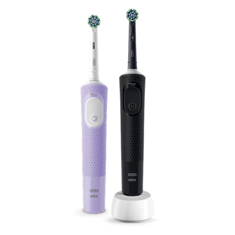 Набор электрических зубных щеток Oral-B Vitality Pro DUO черная и лиловая (2 шт) 0