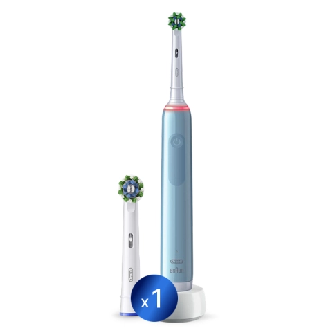Электрическая зубная щётка Oral-B Pro 3 Голубая с дополнительной сменной насадкой Pro Cross Action (1 шт) 0