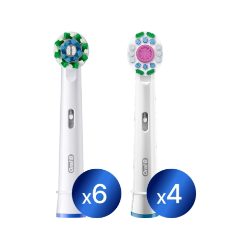 Набор насадок Oral-B: CrossAction (6 шт) белая , 3D White (4 шт) белая 0