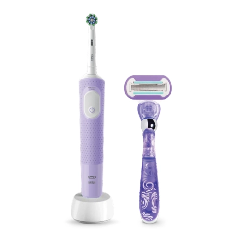 Набор электрическая зубная щетка Vitality Pro лиловая + женская бритва Venus Deluxe Smooth Swirl 0