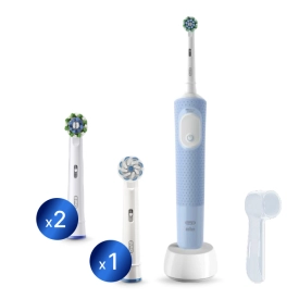 Oral-B Vitality Pro голубая, насадка Cross Action 2 шт, насадка Sensitive Plus, колпачок на насадку
