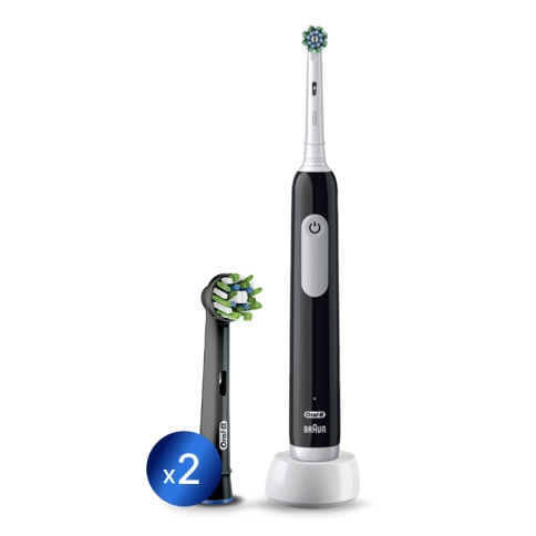 Набор электрическая зубная щетка Oral-B Pro 1 черная, насадки Cross Action 2 шт 0