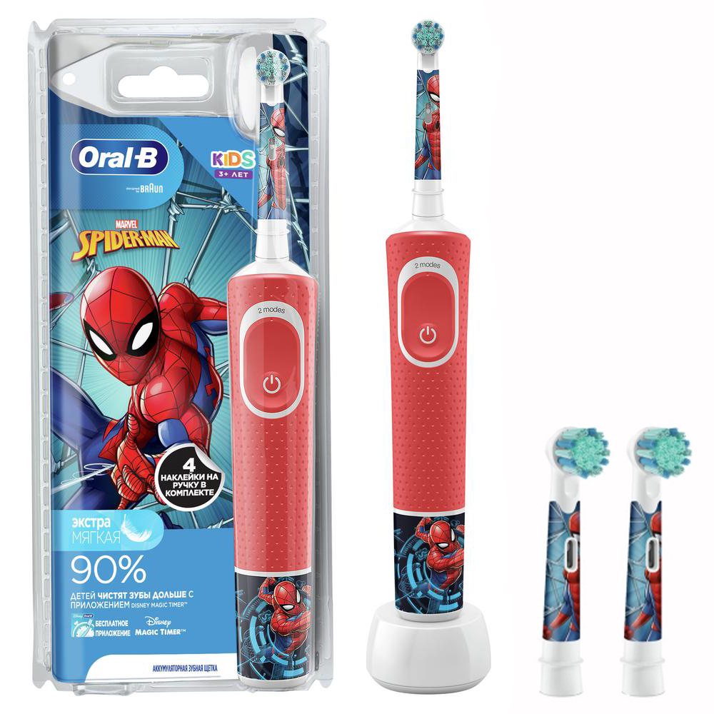Детская электрическая зубная щетка Oral-B Vitality Kids Spiderman Человек-паук D1004232K 312200₽