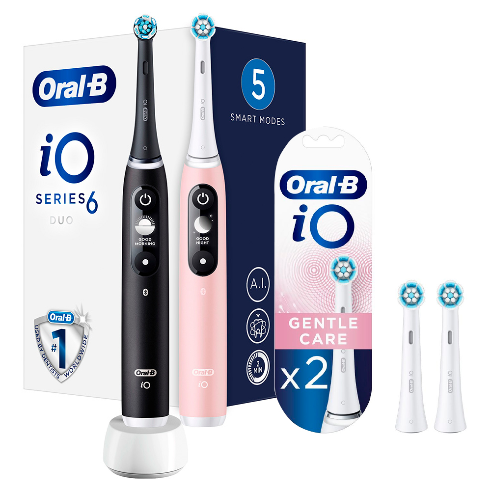 Электрическая зубная щетка Oral-B iO 6 DUO Black Lava Pink Sand Насадка Gentle Care 2шт 1966300₽