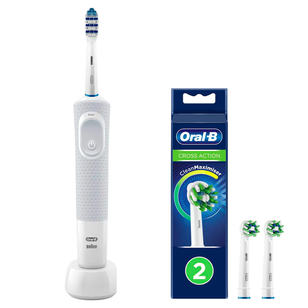 Электрическая зубная щетка Oral-B Vitality TRIZONE 100 WHITE Насадка Cross Action 2 шт EB 50-2 449100₽